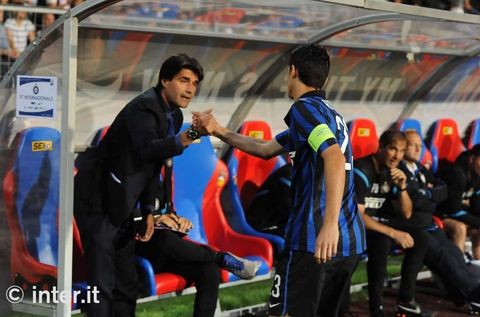 GUBBIO - Bernazzani and RomanÃ² before the start of the match