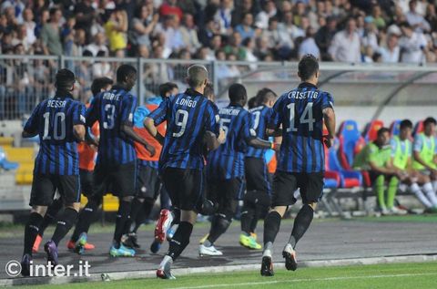 GUBBIO - A group celebration for Marko's goal
