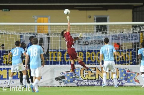 GUBBIO - Andrea Sala, the Nerazzurri keeper, makes a save