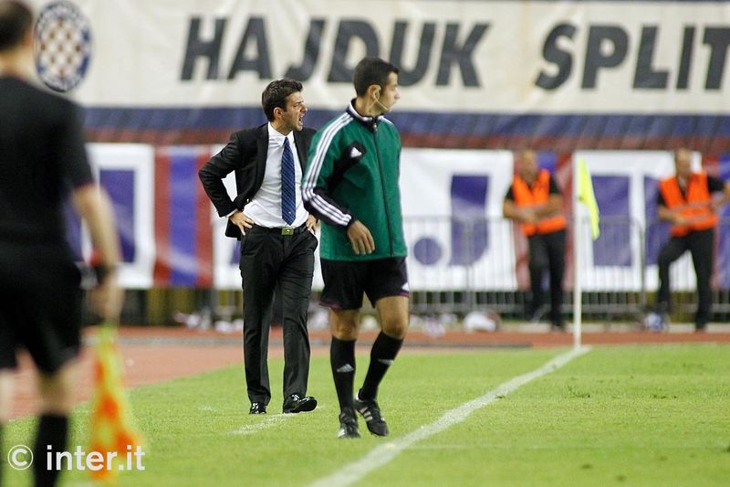 SPLIT - Andrea Stramaccioni bellows out encouragement from pitchside
