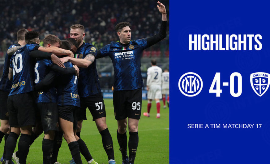 L'Inter incanta: 4-0 al Cagliari e primo posto solitario